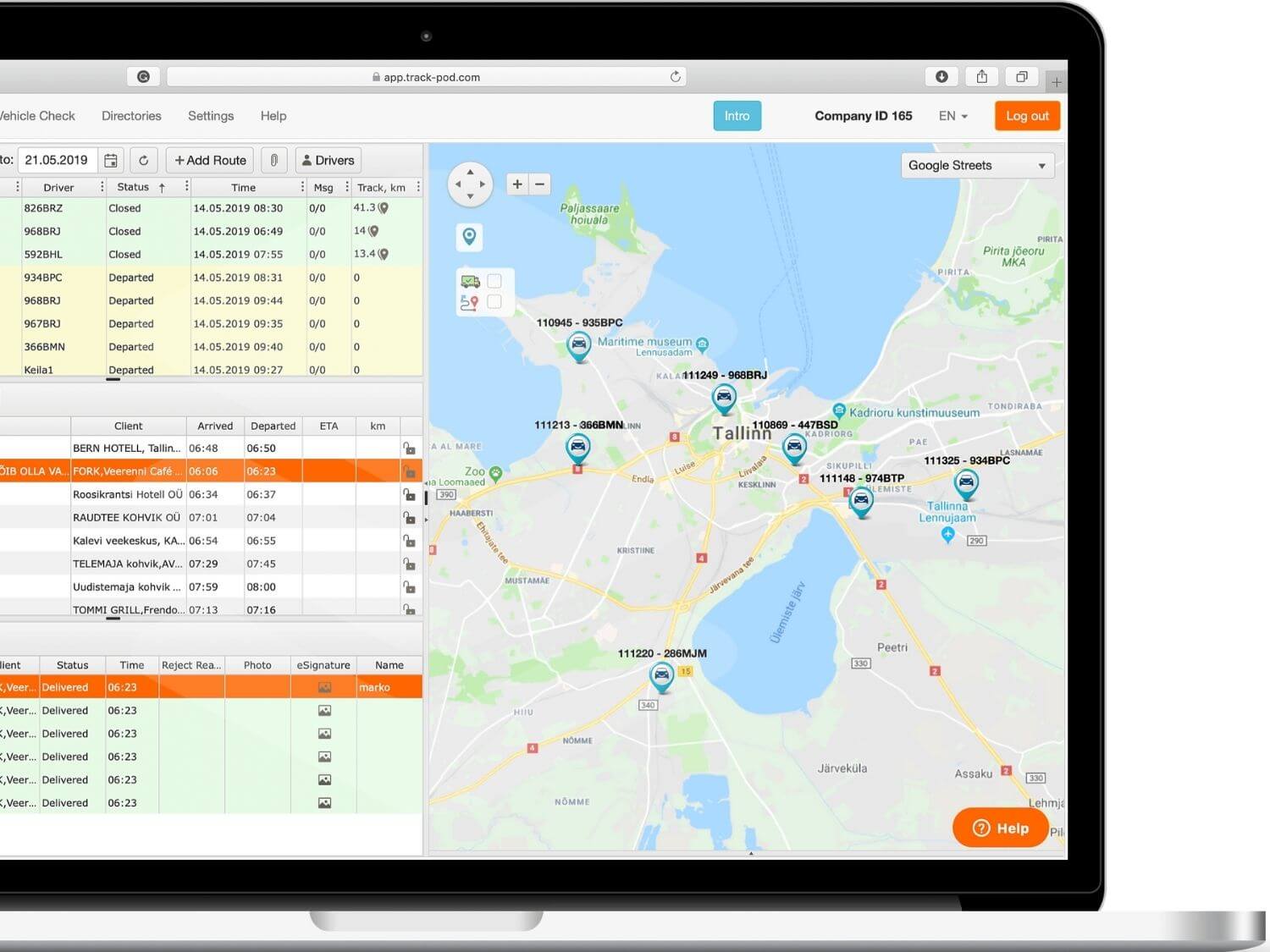 Contract driver tracking with Track POD