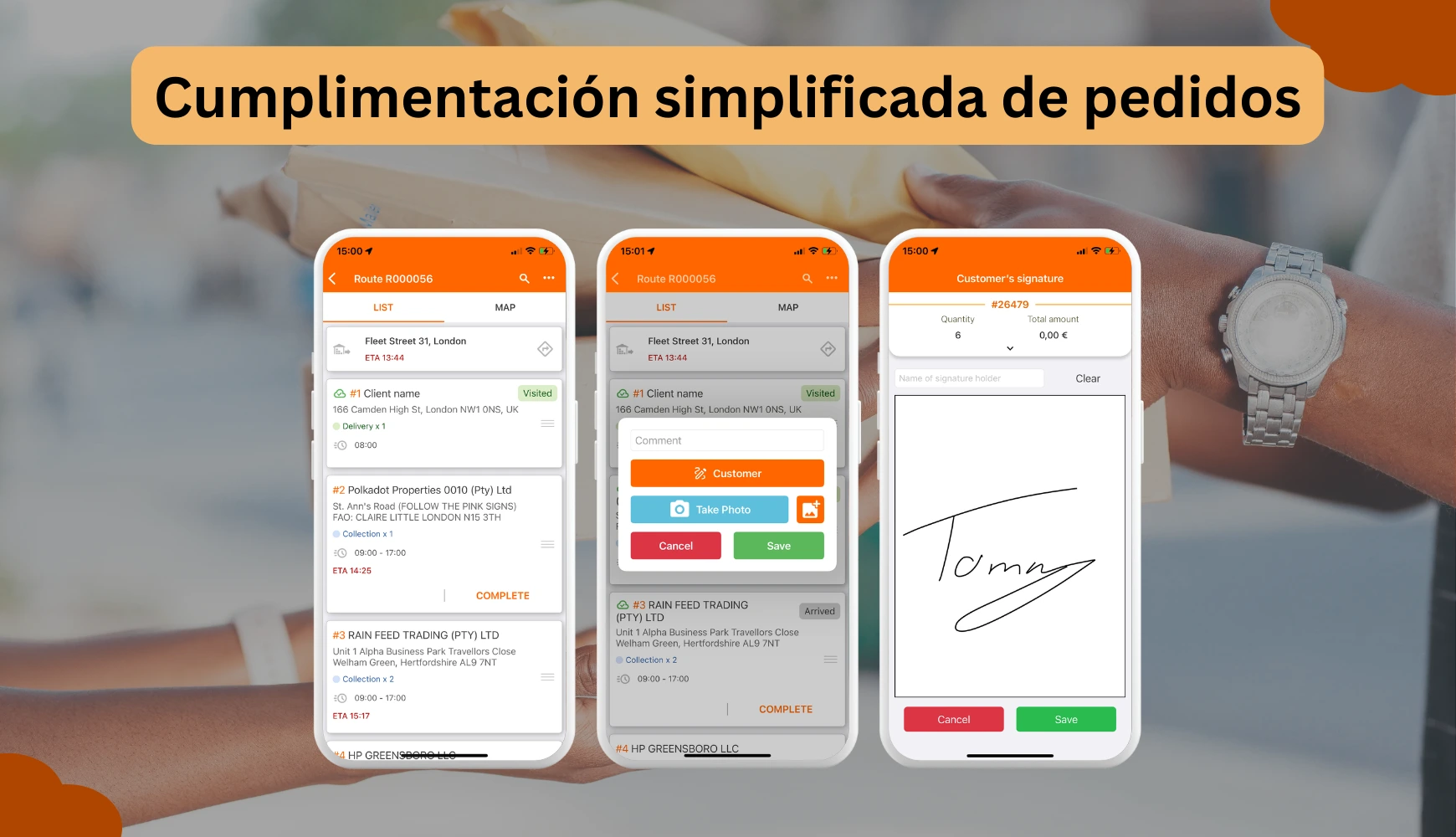 Cumplimentación simplificada de pedidos