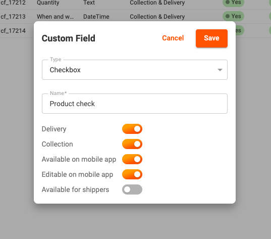Checkbox custom field