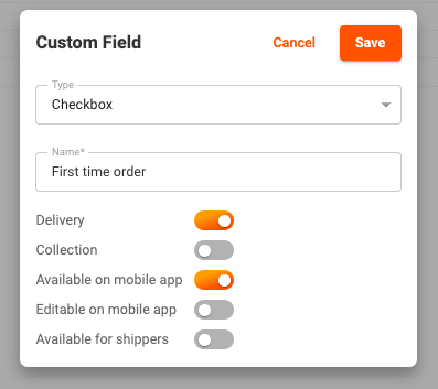 First time order field