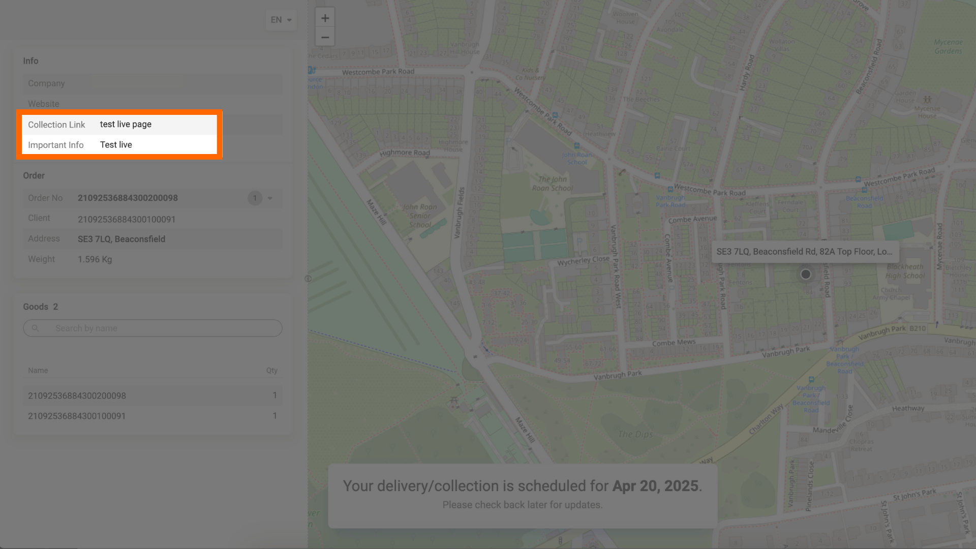 Live tracking software