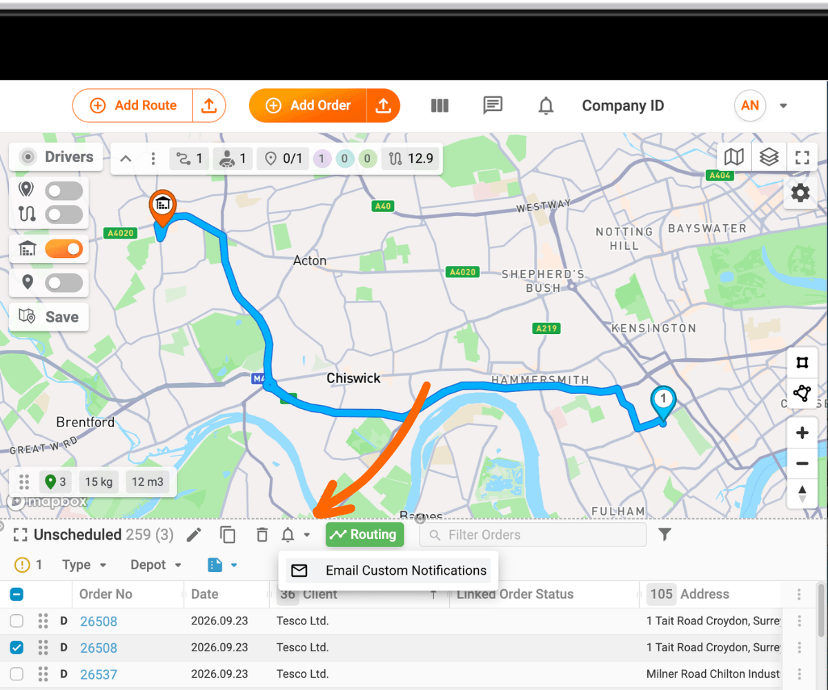 Uncheduled Notification Interface