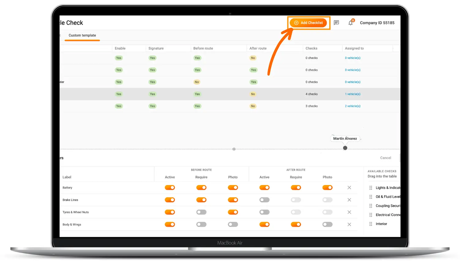 Custom Vehicle Checklists Global View