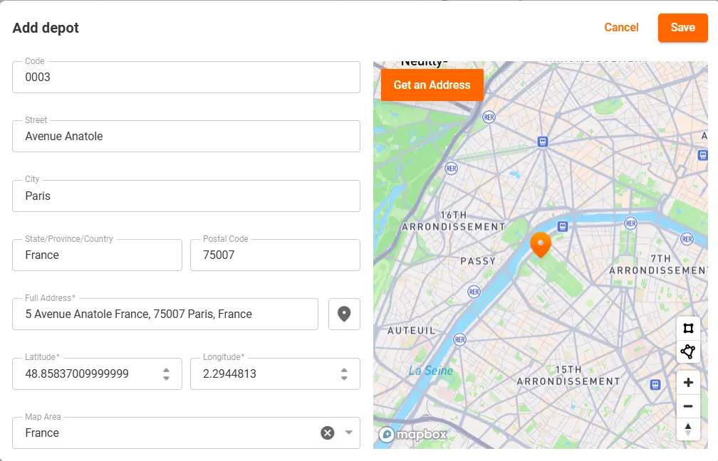 Add a depot to delivery