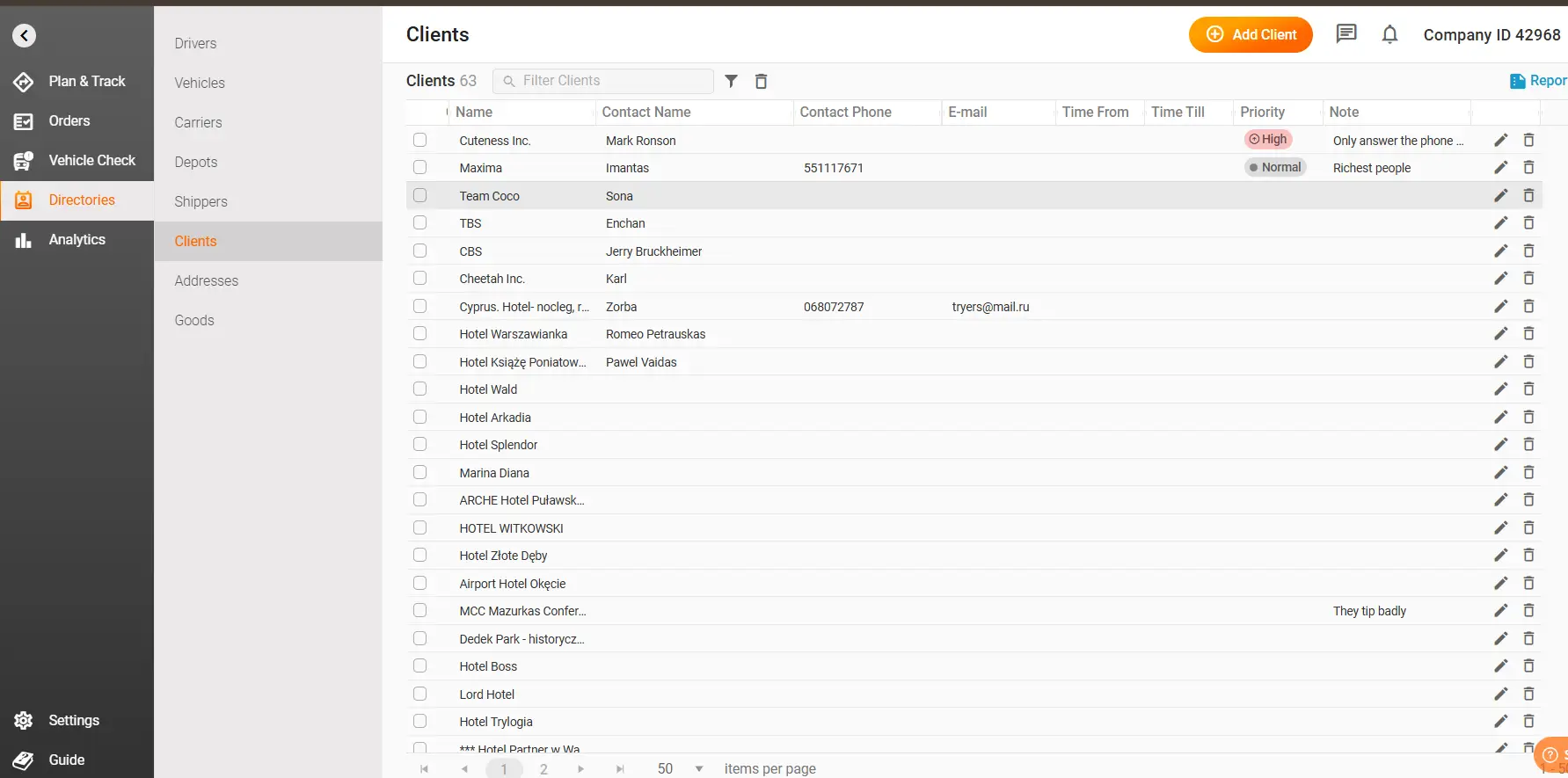 Software to manage clients