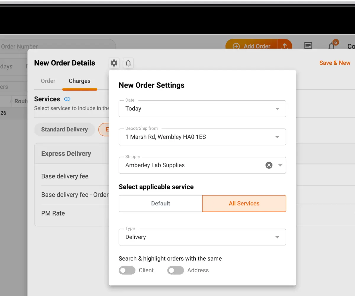 new order settings