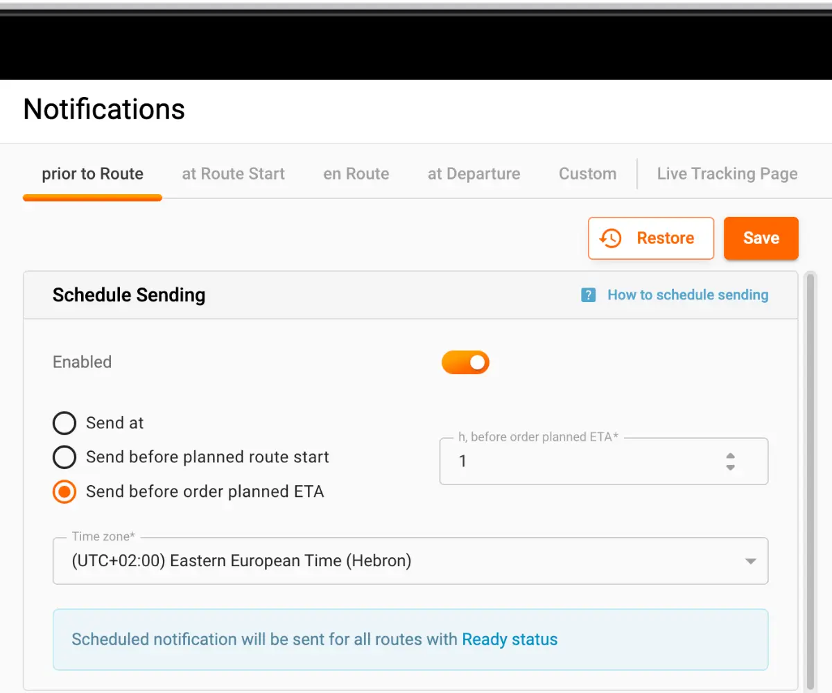 Notifications Schedule Settings