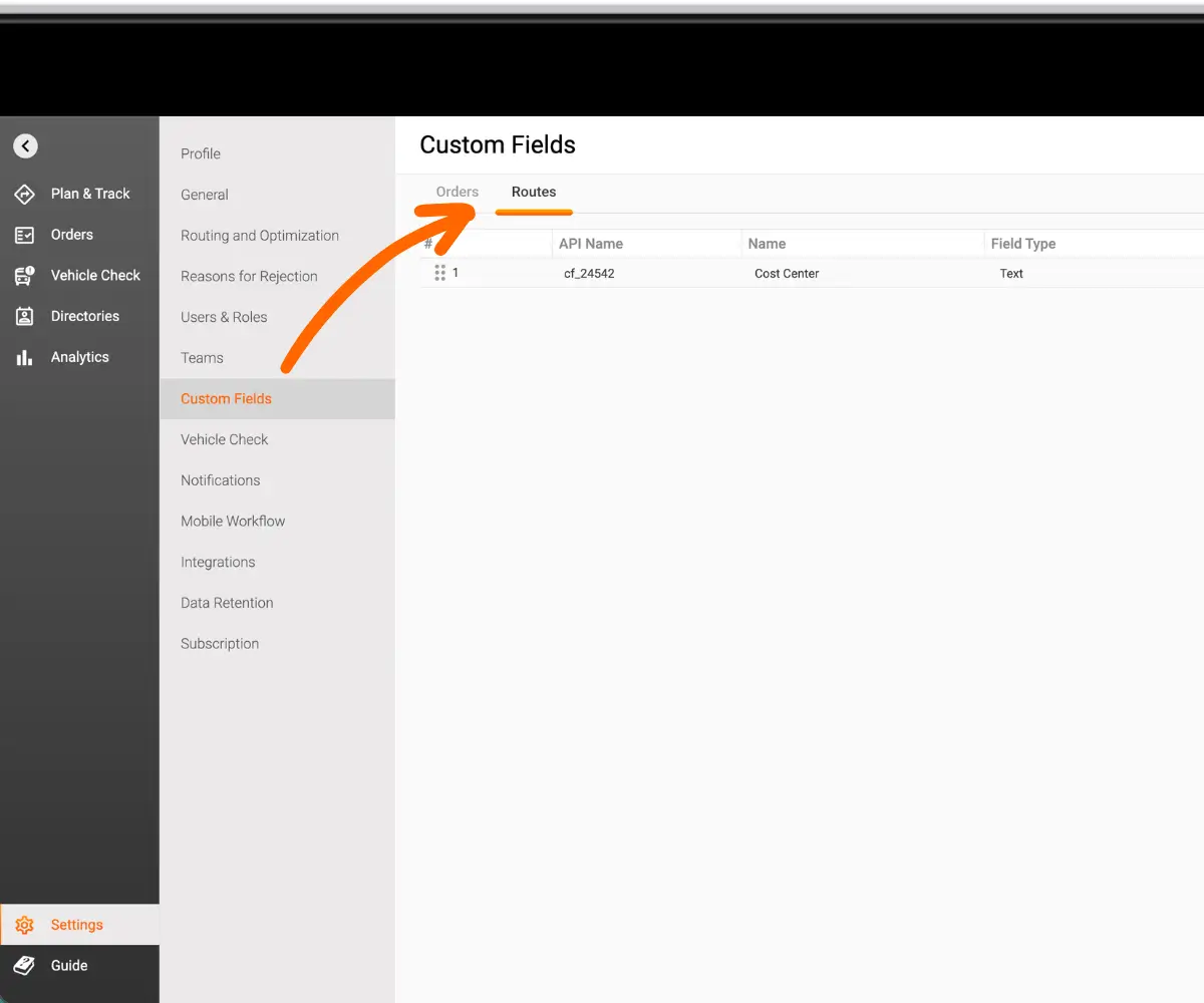 Route Custom Fields Settings