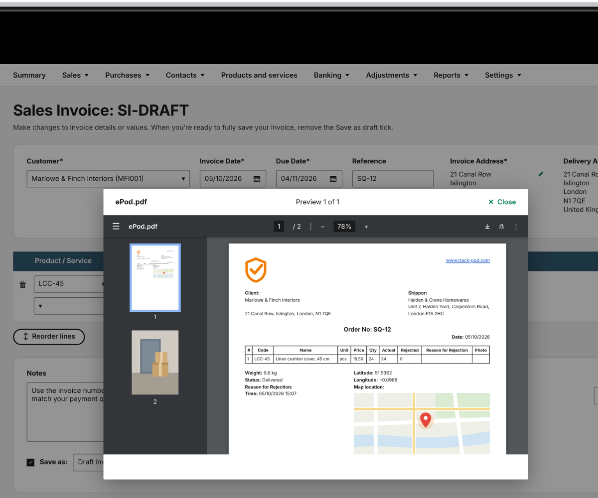Sage Invoice Draft