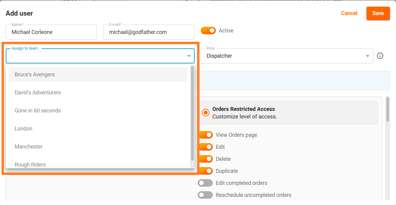 Create users with teams