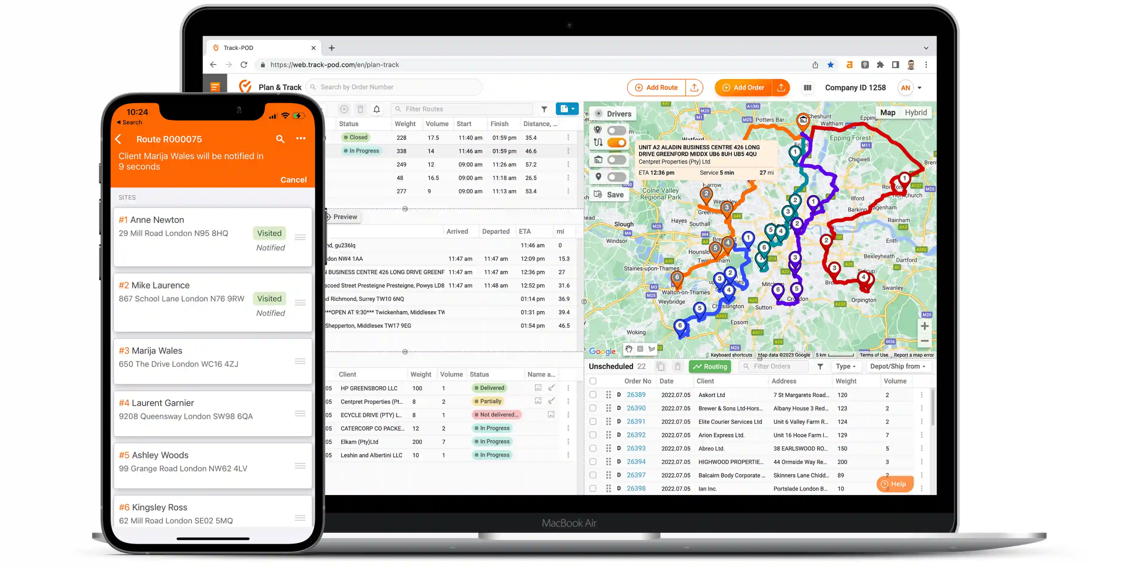 Track-POD waste collection software solution web dashboard and mobile app