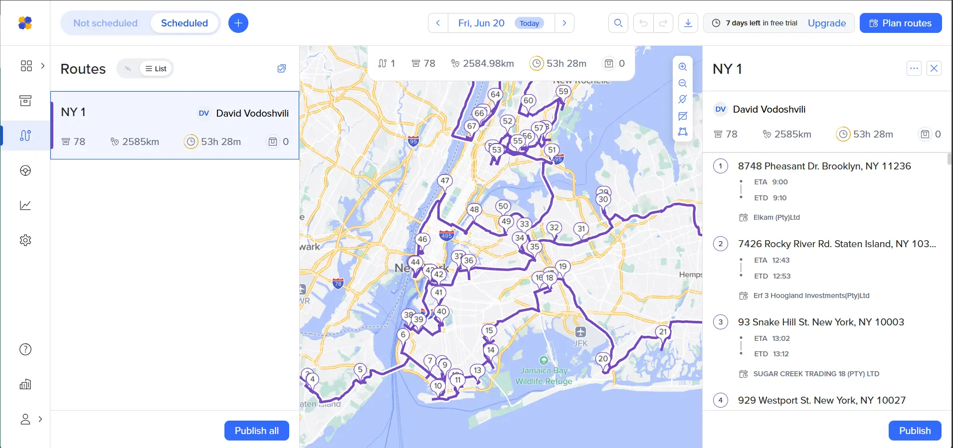 Routific planned orders