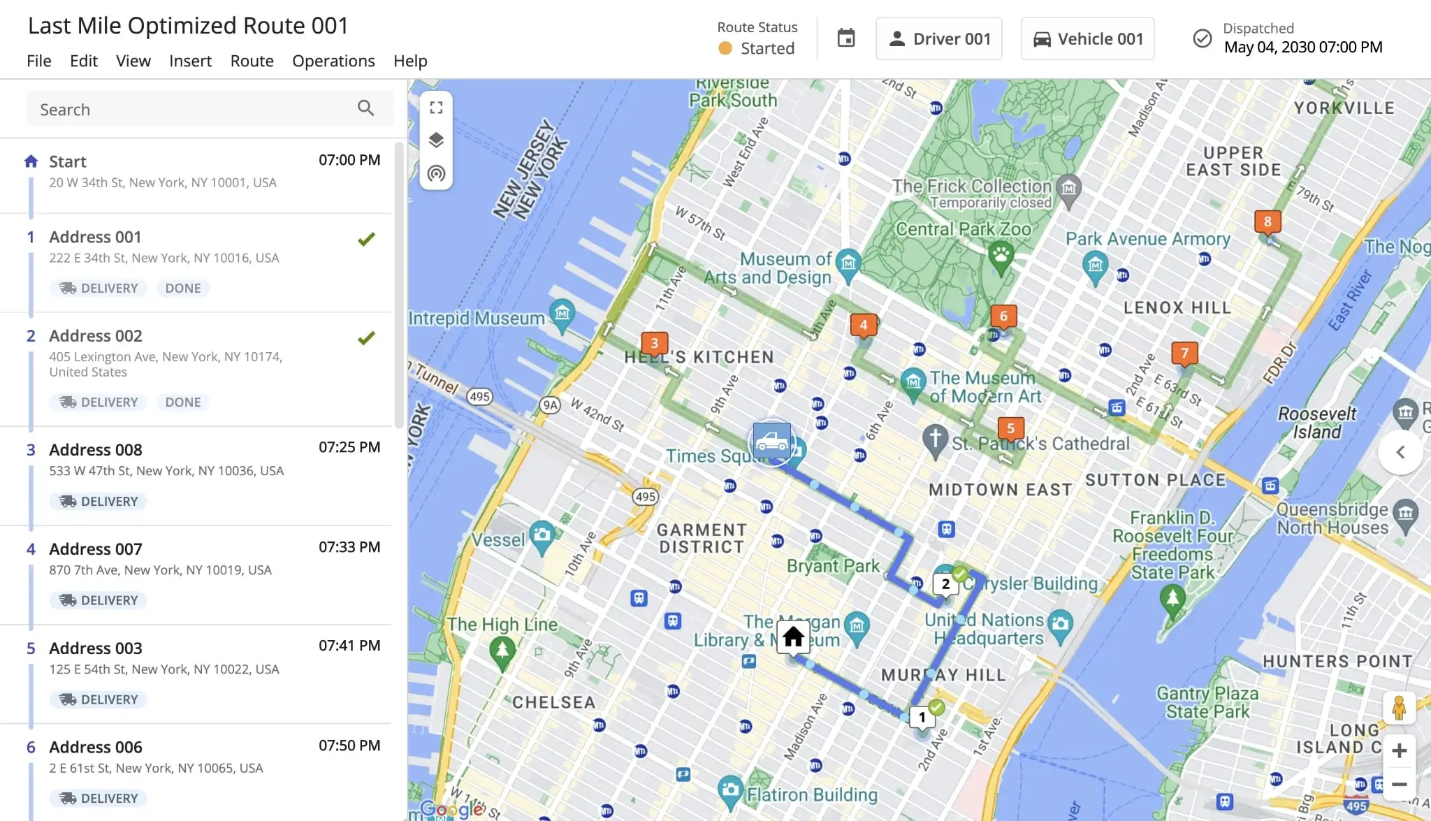 Route4Me planned routes