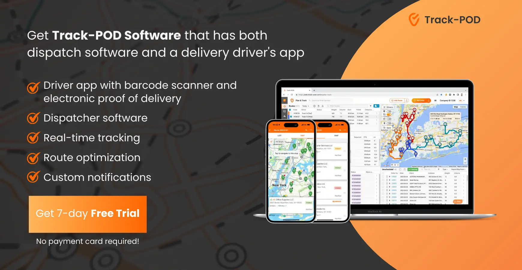 track-pod software for dispatch delivery drivers