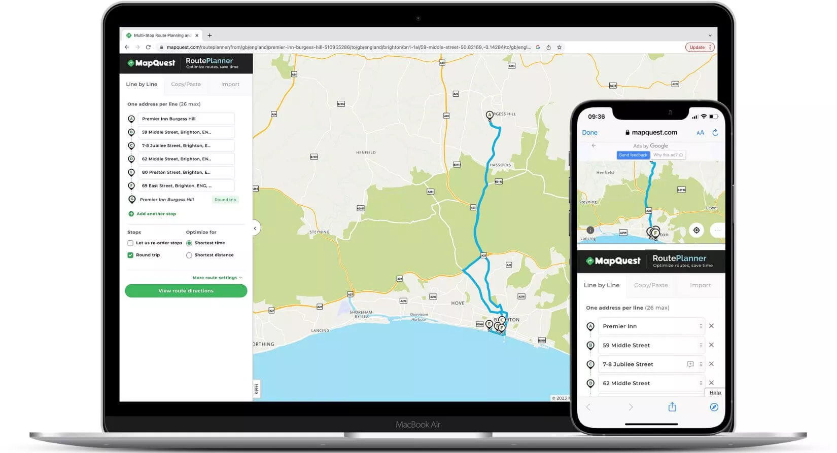 mapquest route planner