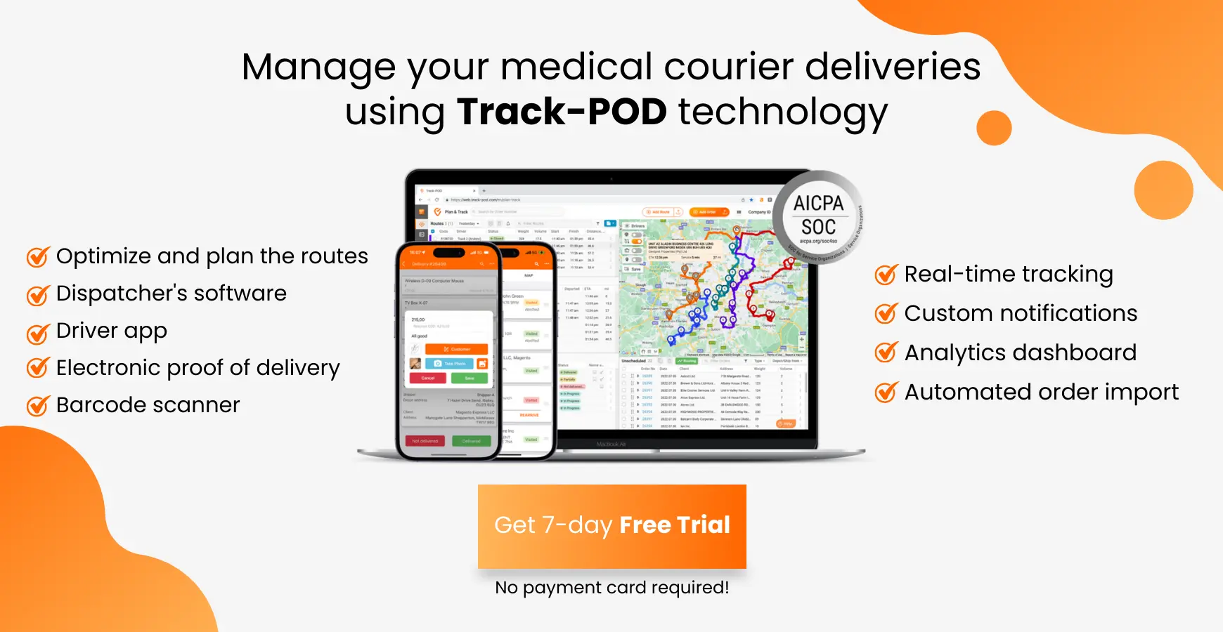 medical courier delivery with track-pod