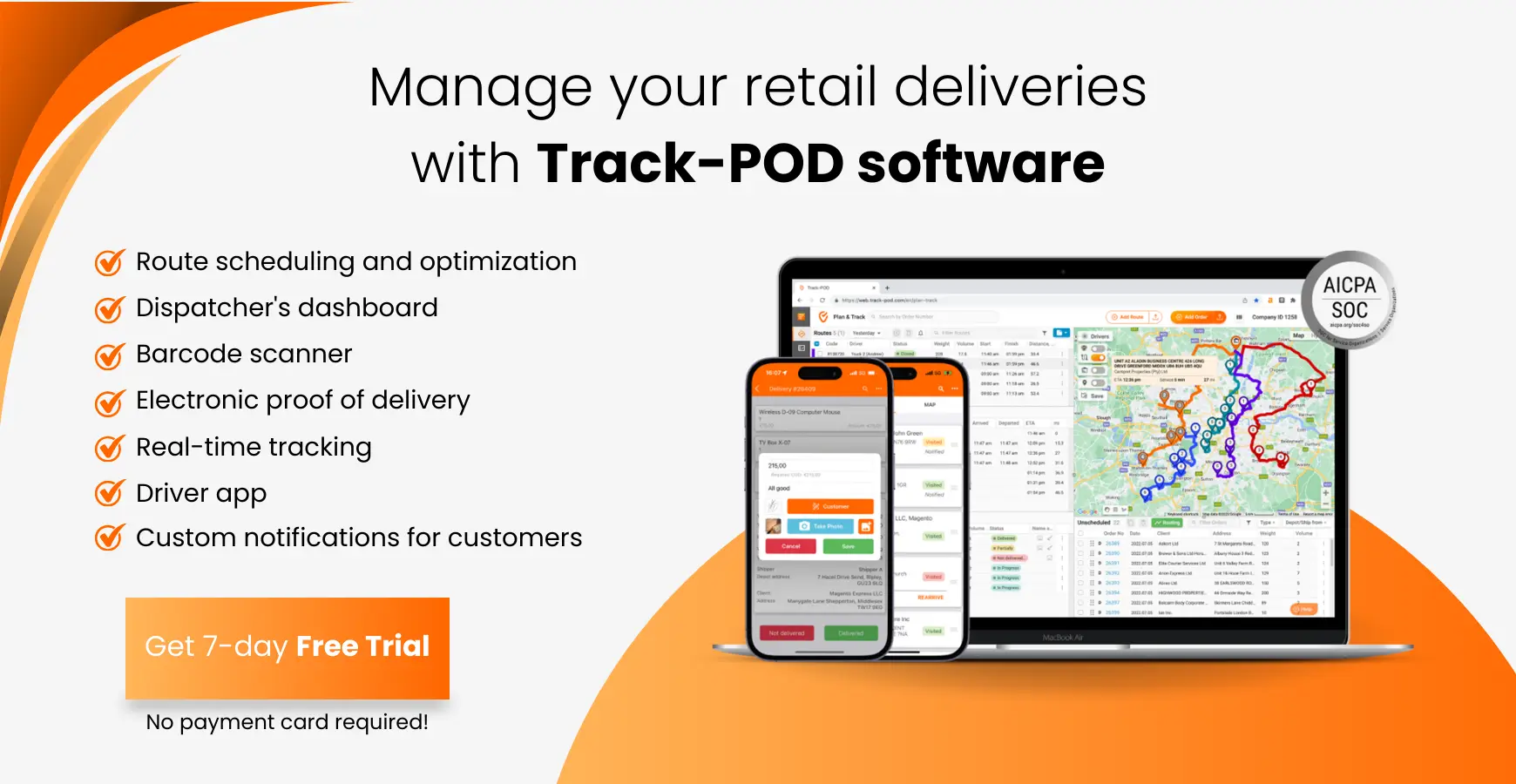 manage retail deliveries with track-pod