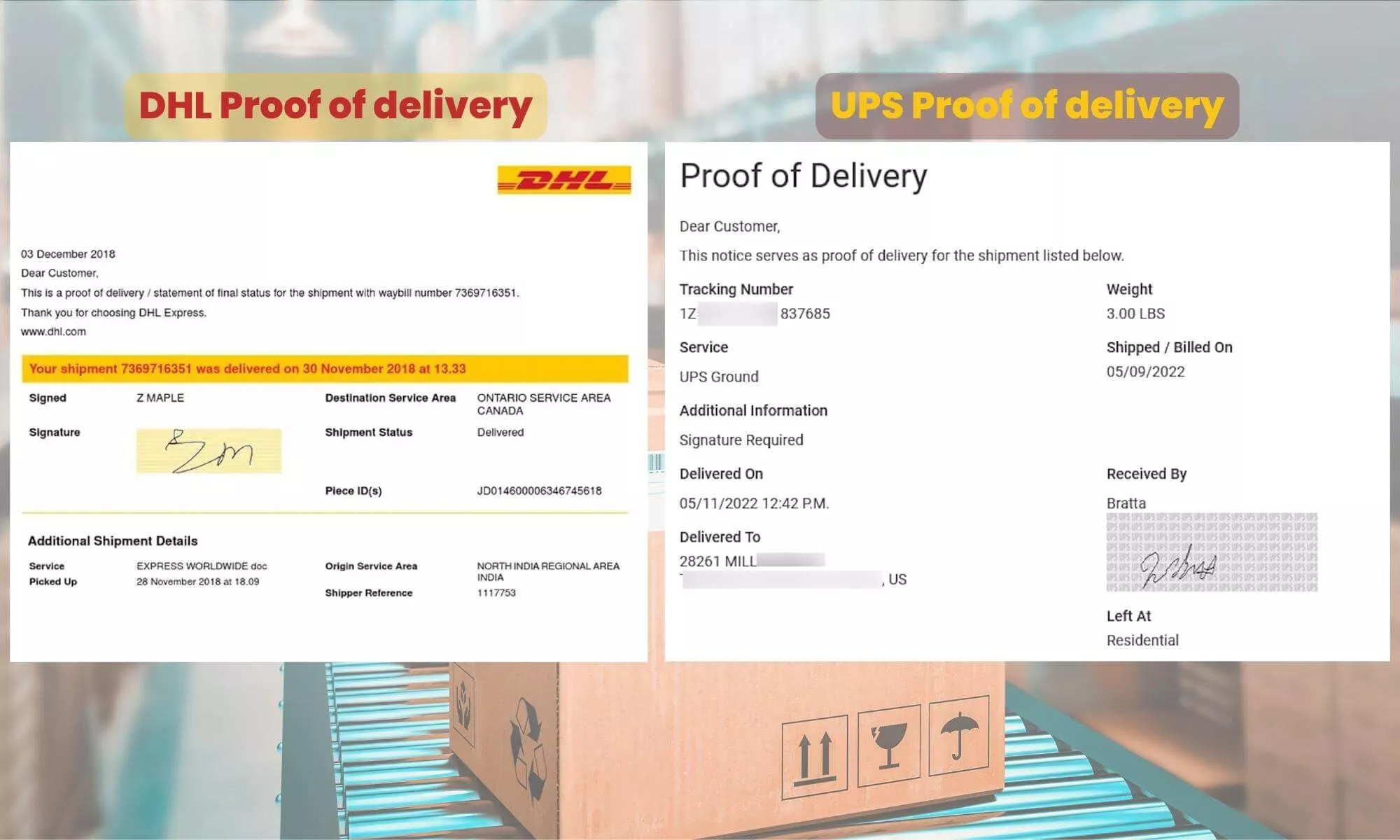 DHL ePOD delivery sheet