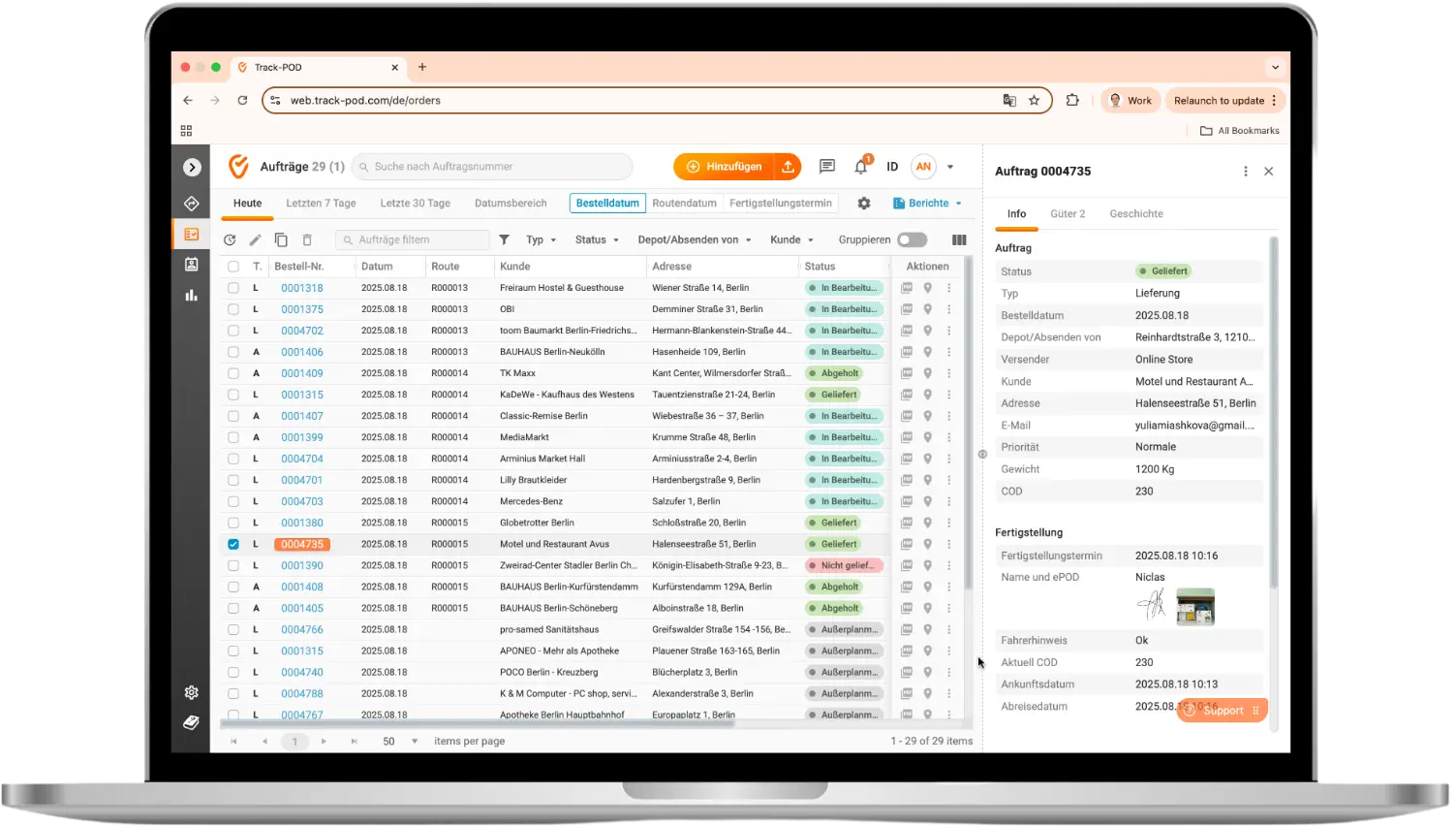 Kuriermanagement Software