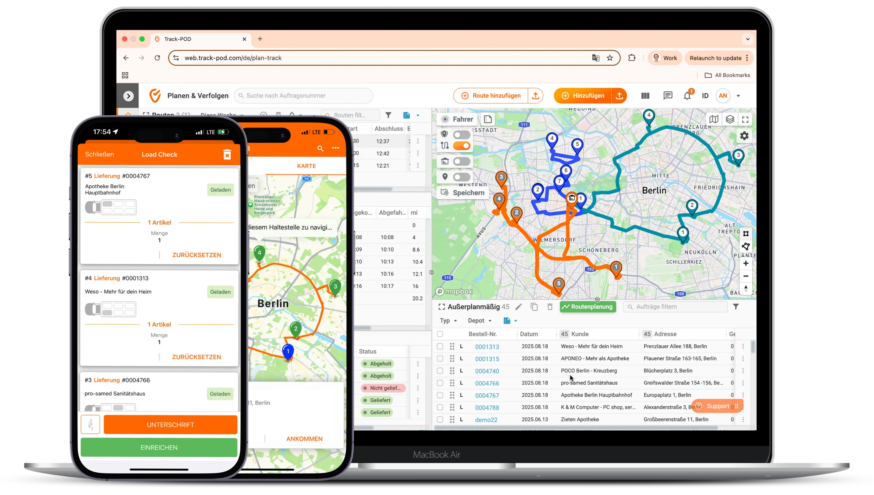 Erfassung der elektronischen Signatur Track POD