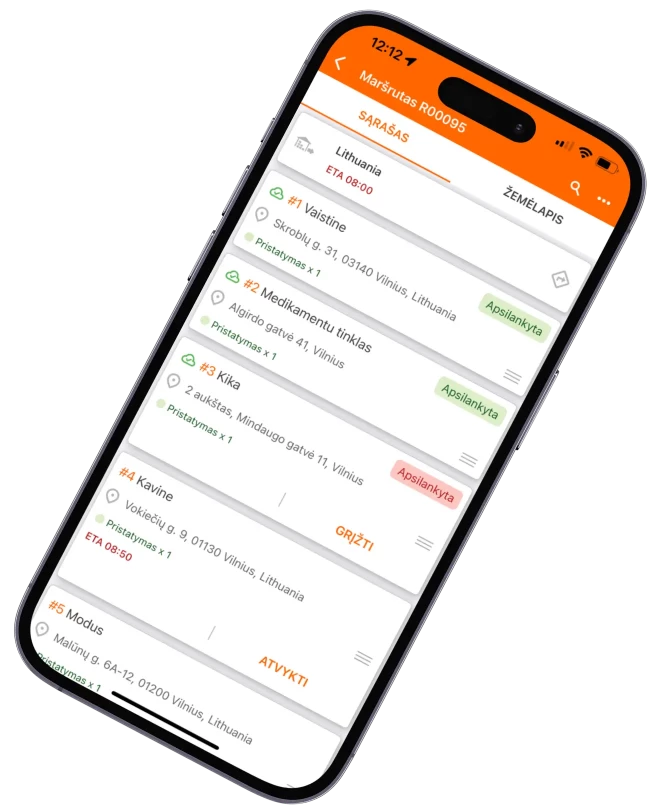 Track POD vairuotoju programele