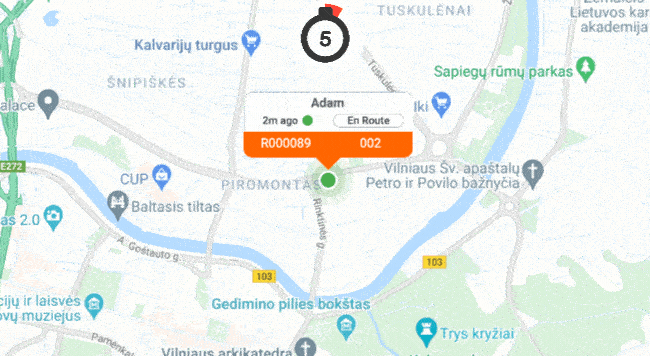 Atualizacoes instantaneas do driver atraves do App