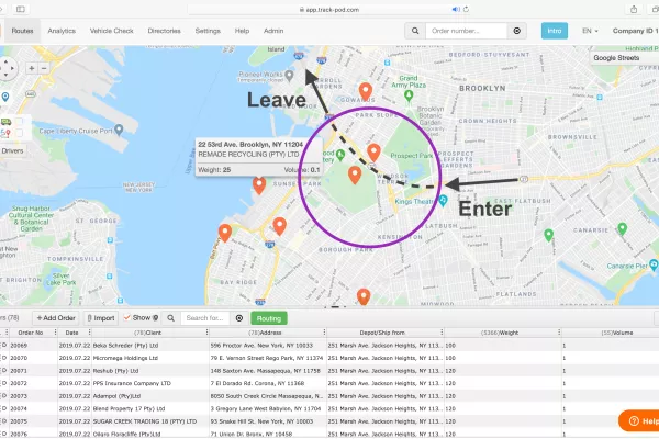 Logistics Management Geofencing