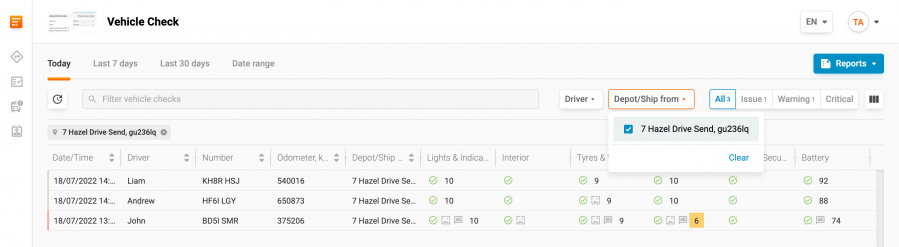 vehicle check dashboard